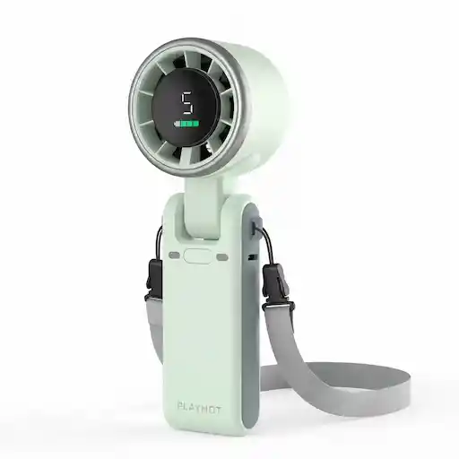 PlayHot Portable Turbo Fan Green — 13,550 RPM, 5 gear wind, 12 hour battery, 3-in-1