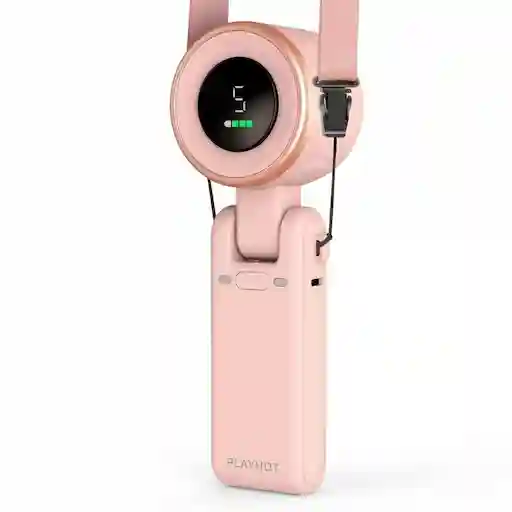 PlayHot Personal Fan Pink — 5000mAh rechargeable, 5 speed, beach vacation handheld fan